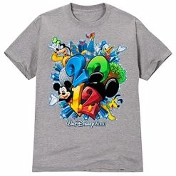 Best Pirce 🔔 Disney 👚 Shirt For ADULTS - 2012 Flocked Walt Disney World Tee -- Gray 👏
