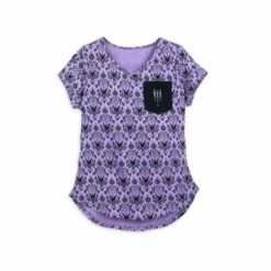 Wholesale ???? Disney ???? Shirt For ???? Women - The Haunted Mansion Wallpaper With Pocket ????