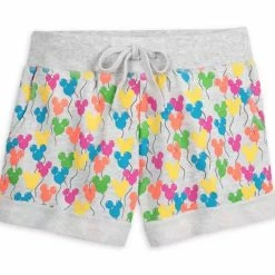 Best Sale ⌛ Disney Shorts For ???? Women - Mickey Mouse Balloons - Gray ⭐